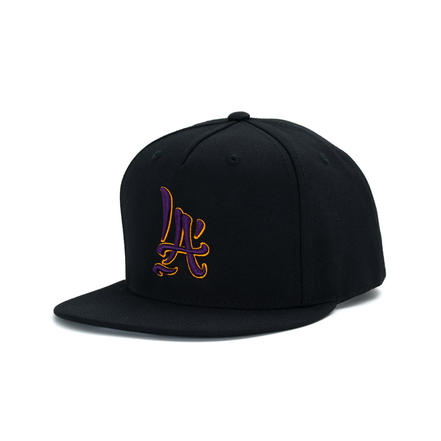 LA Brush Calligraphy Hat in Black Purple/Yellow
